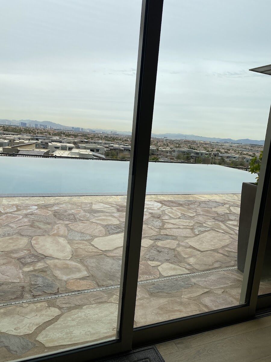 Patio slider cleaned streak-free at a Las Vegas lakeside home